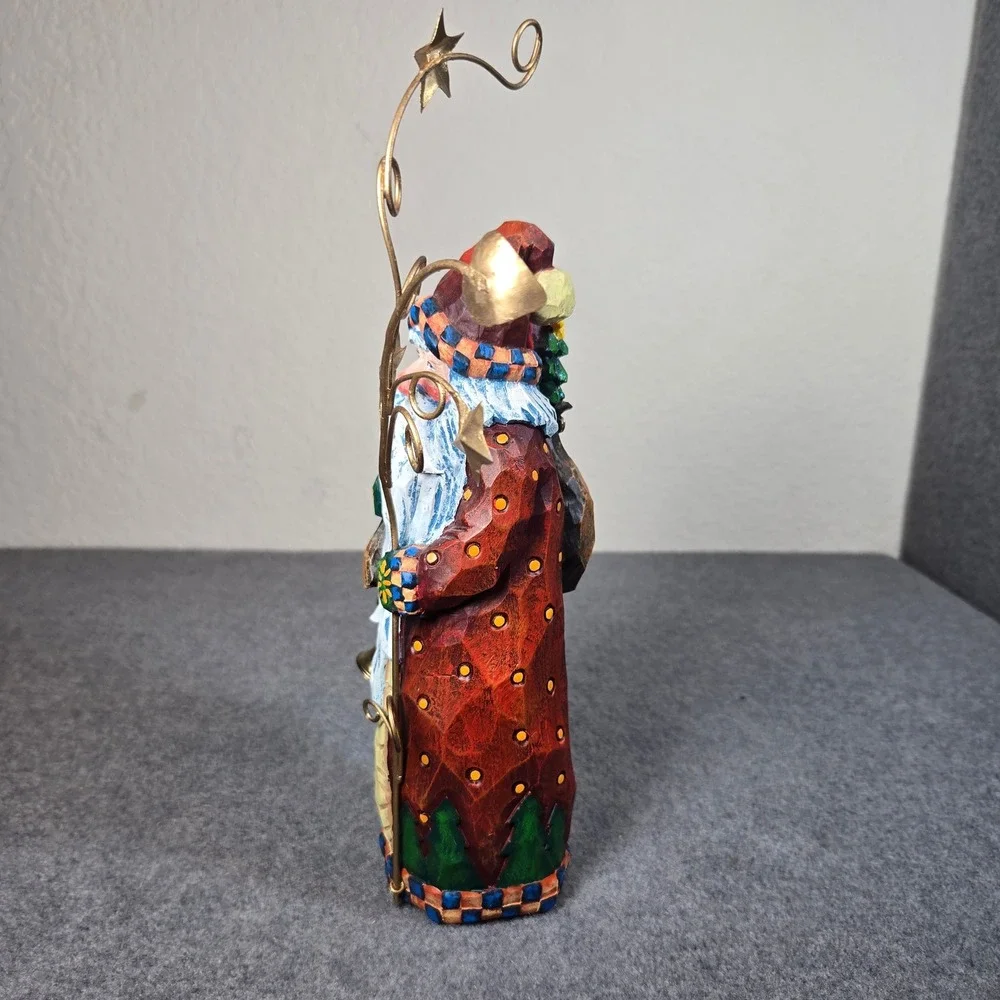 Vintage Folk Art Pencil Santa Figurine 11.5